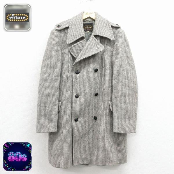 M/古着 長袖 ウール コート メンズ 80年代 80s ロング丈 グレー他 spe