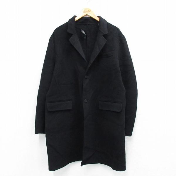 L/古着 ダナキャランニューヨーク DKNY 長袖 ウール コート メンズ ロング丈 黒 26jan05 furugiyarushout_ouwl25120589