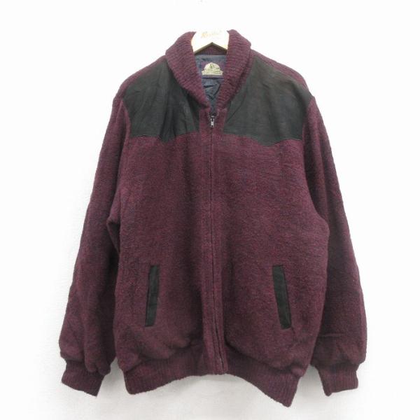 【希少】90s ヴィンテージ 短丈 ウールジャケット ブルゾンXL XL/古着 長袖 ウール ジャケット メンズ 90年代 90s 大きいサイズ