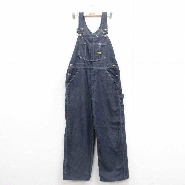 W36/古着 オーバーオール メンズ 80s タロン 紺 ネイビー デニム