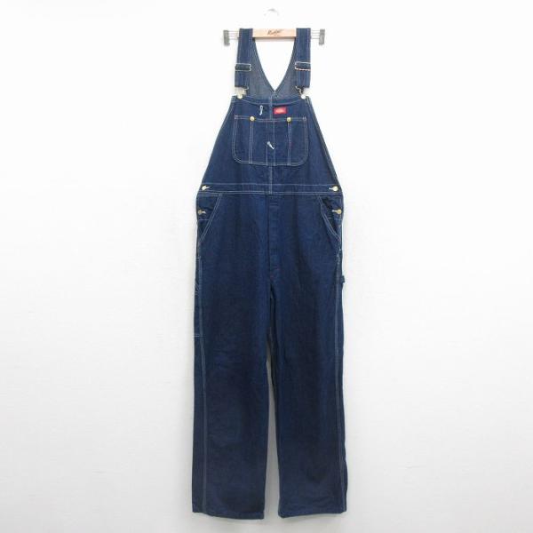 【希少・美品】USA製 80s Dickies デニム カバーオール 濃紺 XL Dickies（ディッキーズ） W38/古着 オーバーオール メンズ コットン