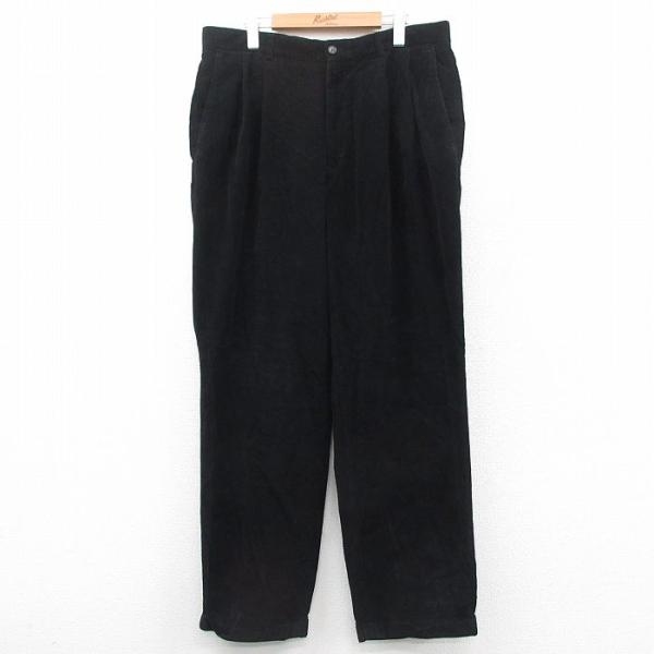 W36/古着 コーデュロイ パンツ メンズ コットン 黒 ブラック 25oct11
