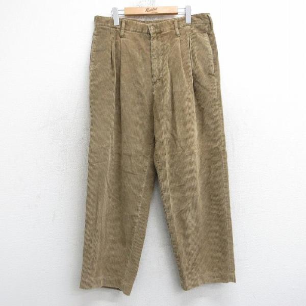90s-00s OLD GAP バギーワイド コーデュロイパンツ 茶 35/30 GAP（ギャップ） W36/古着 コーデュロイ パンツ メンズ 90年代 90s 太