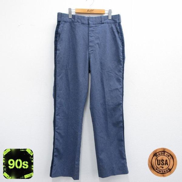 W35/古着 スラックス パンツ メンズ 90s elbeco 紺他 ネイビー 25apr30