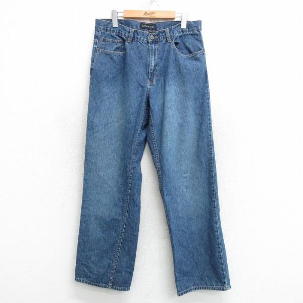 W33/古着 ジーンズ メンズ コットン 紺 ネイビー デニム 25may10 中古