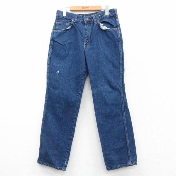 【中古】美品 ジャーニーアーマー デニム ジーンズ ボタンフライ インディゴ 赤耳 濃紺 ダークネイビー W30 メンズ Dickies（ディッキーズ） W31/古着 ジーンズ メンズ 80年代 80s