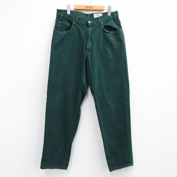 W34/古着 エディーバウアー ジーンズ メンズ 90年代 90s コットン USA製 緑 デニム【spe】 26may08 Eddie Bauer（エディーバウアー） W34/古着 ジーンズ メンズ 90年代