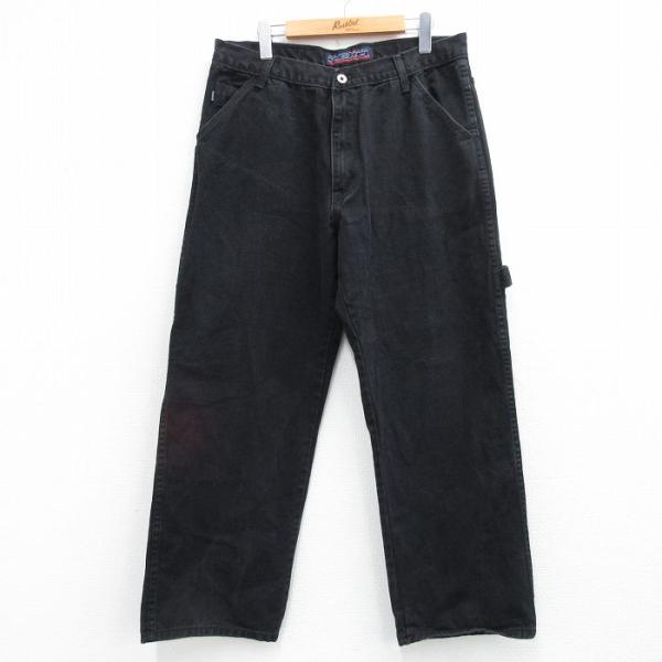 W34/古着 ペインター パンツ メンズ コットン ブラック デニム【spe】 26may15 W34/古着 ペインター パンツ メンズ コットン ブラック デニム spe