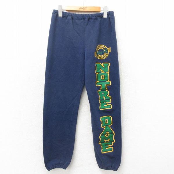 20%OFF】W32/古着 スウェット パンツ 80s ノートルダム 濃紺 ネイビー