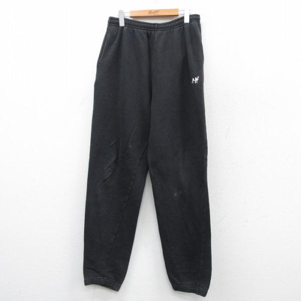 W35/古着 スウェット パンツ メンズ BIGDOGS ワンポイントロゴ 黒