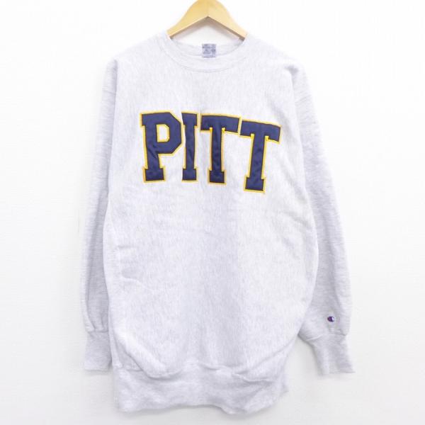 XL/古着 長袖 Champion チャンピオン リバースウィーブ 90s PITT クルーネック ロング丈 グレー 霜降り 20sep11 中古 メンズ スウェット スエット トレーナー ト :rw20074215:古着屋RushOut 通販 champion 90