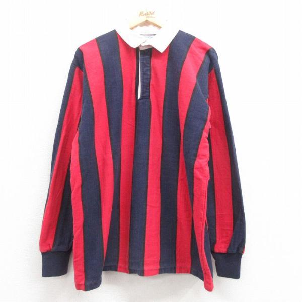 XL/古着 ランズエンド 長袖 ブランド ラガー シャツ メンズ 90s コットン 紺 ネイビー ストライプ spe 25aug19 中古 トップ
