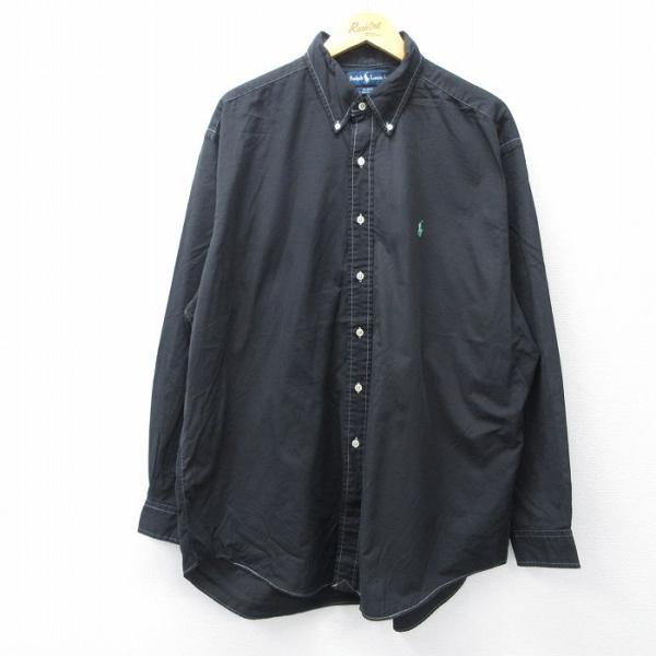 Ralph Lauren 長袖シャツ BLAKE 刺繍ロゴ 2XL 黒 コットン furugiyarushout_shbd25080836