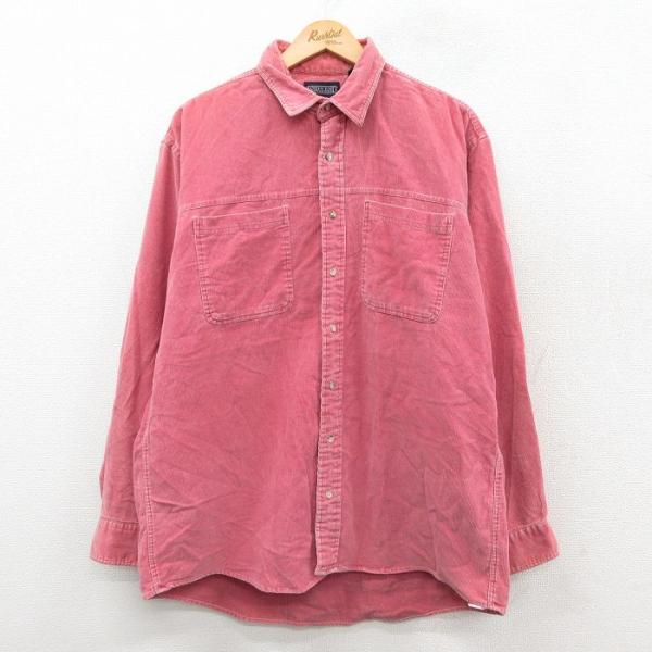 XL/古着 ランズエンド 長袖 ブランド シャツ メンズ 90年代 90s