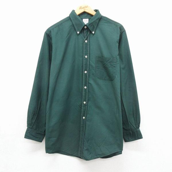 XL/古着 ブルックスブラザーズ 長袖 ブランド シャツ メンズ 90年代 90s 大きいサイズ コットン ボタンダウン グリーン ストライプ 26jul14 BROOKS BROTHERS（ブルックスブラザーズ） XL/古着 長袖 ブランド