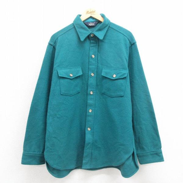 XL/古着 ウールリッチ 長袖 ウール シャツ メンズ 80s 青緑 spe