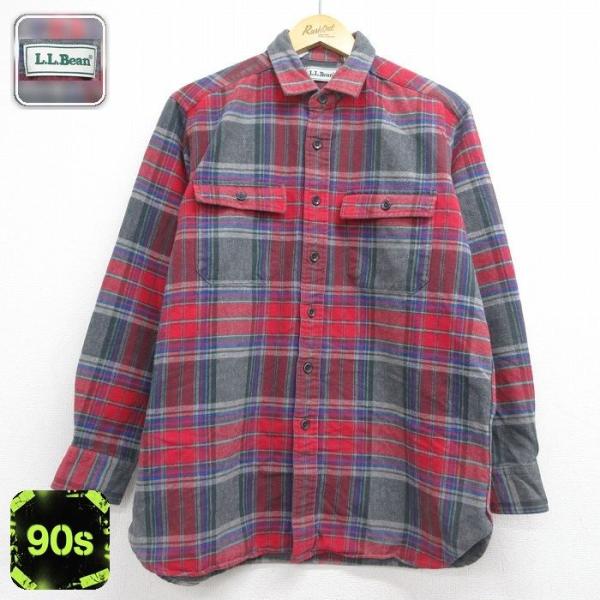 L.L.Bean（エルエルビーン） L/古着 長袖 フランネル シャツ メンズ 90