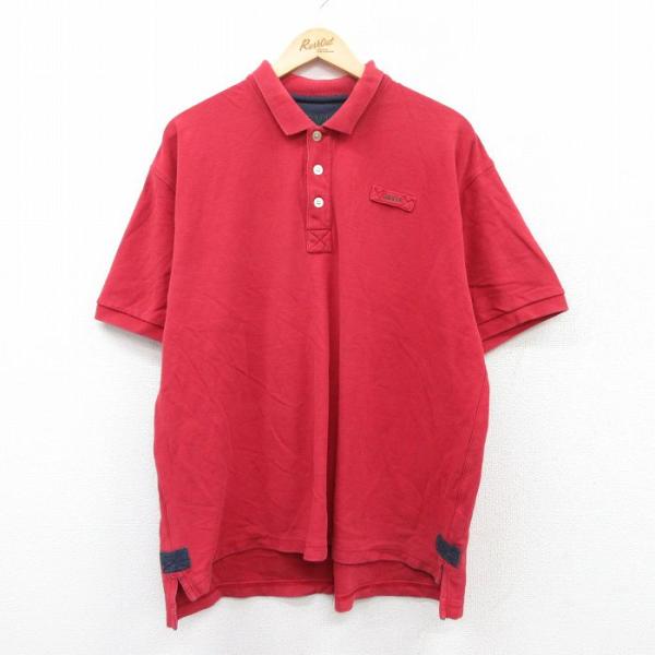 XL/古着 オービス 半袖 ポロ シャツ メンズ ワンポイントロゴ 鹿の子 大きいサイズ コットン 赤 レッド 25jun30 中古 トップ 5OF