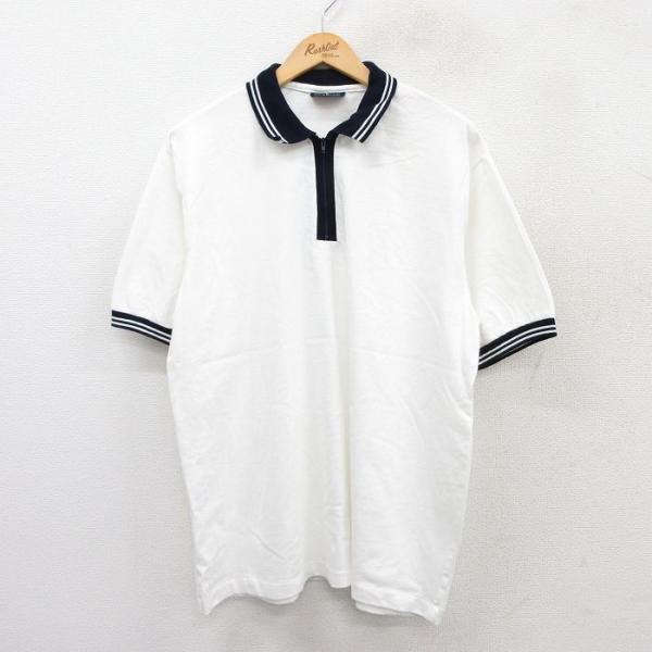 50%OFF】XL/古着 半袖 ハーフジップ ポロ シャツ メンズ 90s コットン