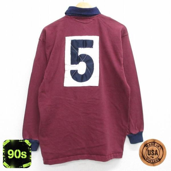 M/古着 長袖 ラガー シャツ メンズ 90s マルディグラ コットン エンジ系他 spe 25jun19 中古 トップス 5OF