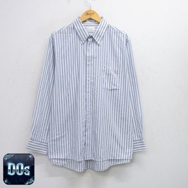 XL/古着 バンヒューセン 長袖 シャツ メンズ 00s 大きいサイズ 薄紺他 ネイビー ストライプ 25oct03 中古 トップス