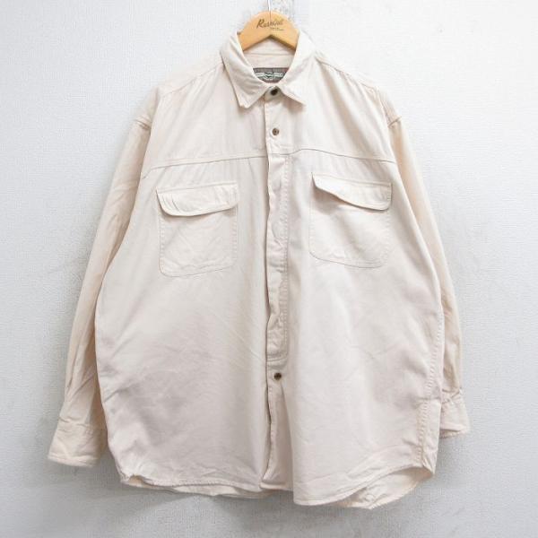XL/古着 長袖 シャツ メンズ 90年代 90s 大きいサイズ コットン 生成り