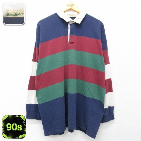XL/古着 セントジョンズベイ 長袖 ラガー シャツ メンズ 90年代 90s 大きいサイズ マルチカラー コットン 紺他 spe 26mar31 2OF