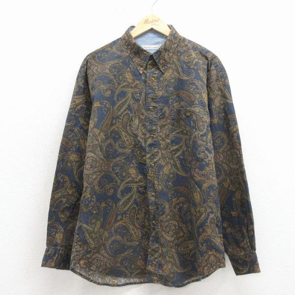 L/古着 ビューグルボーイ 長袖 シャツ メンズ 00年代 00s ペイズリー柄