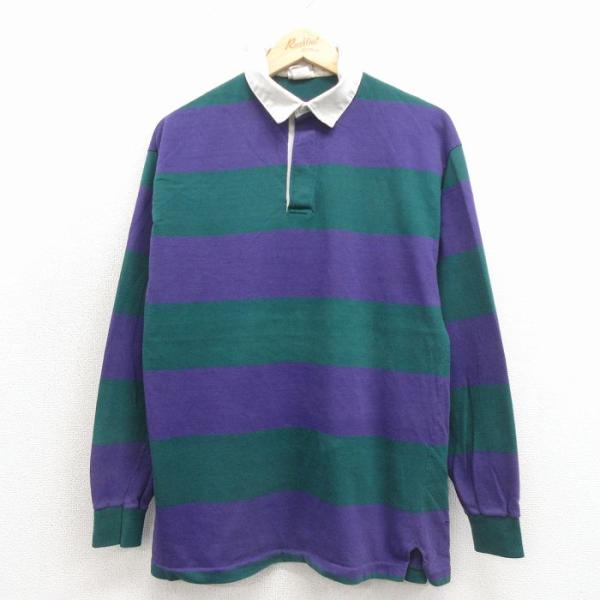 L/古着 長袖 ラガー シャツ メンズ 90年代 90s コットン USA製 紫他 26apr16