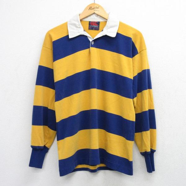 M/古着 カンタベリー 長袖 ラガー シャツ メンズ 90年代 90s 黄他 ボーダー spe 26apr23