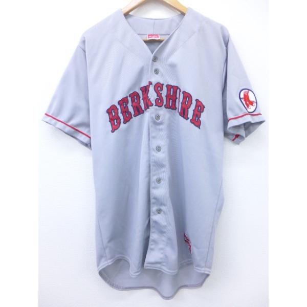 XL/古着 半袖 ベースボール シャツ マジェスティック MLB ボストンレッドソックス 50 大きいサイズ グレー メジャーリーグ 野球 ユニフォーム 19aug27 中古 メン