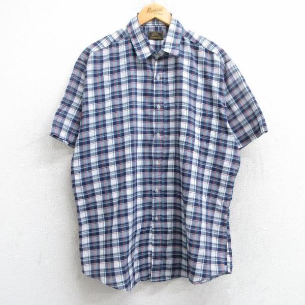 XL/古着 半袖 シャツ メンズ 00s 紺他 ネイビー チェック 25jun18 中古 トップス