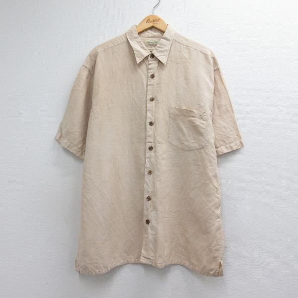 XL/古着 セントジョンズベイ 半袖 シャツ メンズ 00年代 00s ロング丈 リネン ベージュ 26jun18