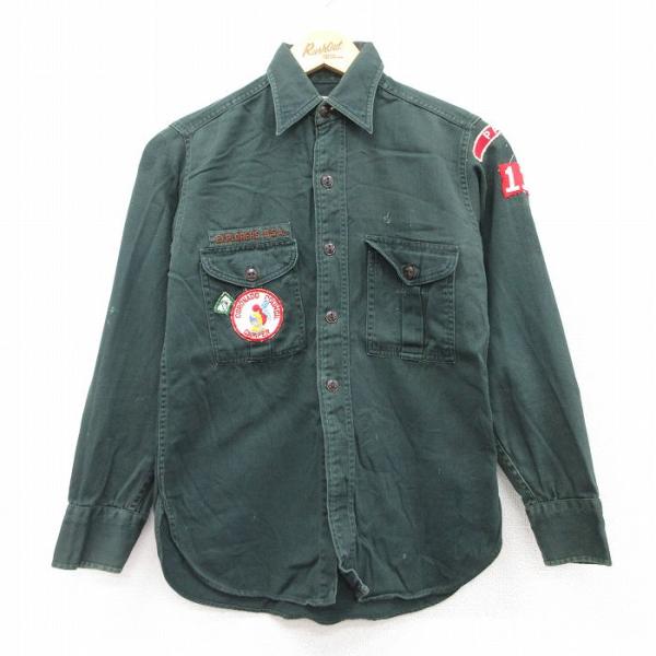 古着　ヴィンテージ　vintage シャツ　ボーイスカウトシャツ　ワッペン レディース] 1960s~ USA製 ヴィンテージ ノーカラー ボーイスカウト