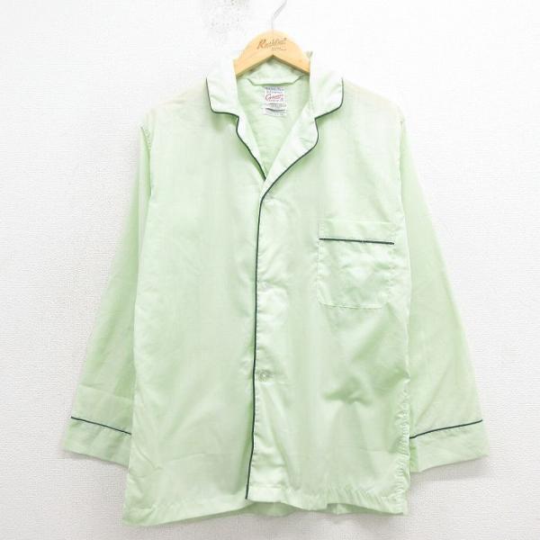 70s McKENZIE パジャマシャツ オープンカラー ヴィンテージ M/古着 長袖 ビンテージ パジャマ シャツ メンズ 70年代 70s 開襟