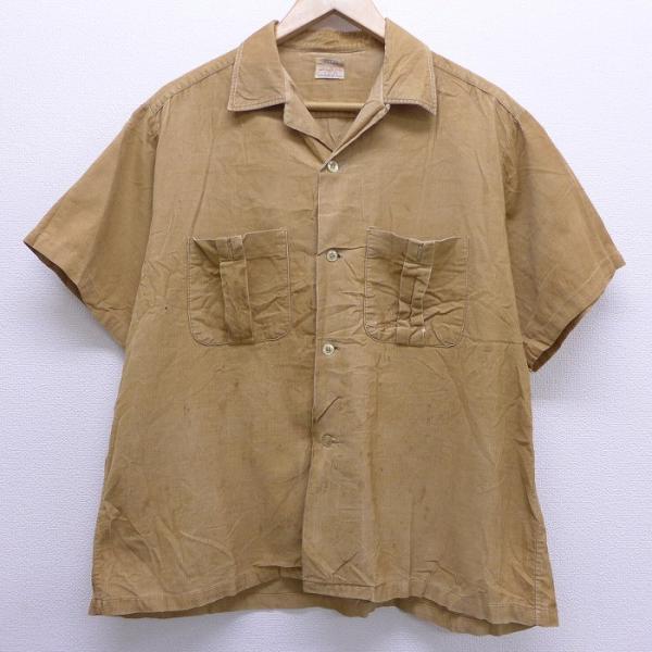 L/古着 半袖 ビンテージ コーデュロイ シャツ 60s シアーズ コットン