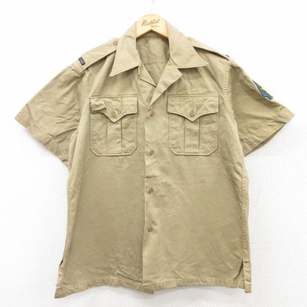 50s ミリタリー　半袖シャツ　ユーロ　ベージュ　雰囲気　EURO 古着　ｌ 50s ミリタリー 半袖シャツ ユーロ ベージュ 雰囲気 EURO 古着 l