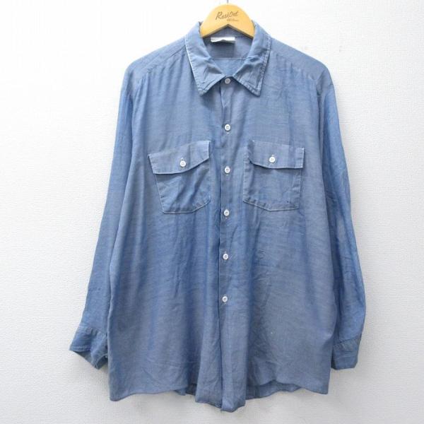 Dickies（ディッキーズ） XL/古着 長袖 シャンブレー ワーク シャツ