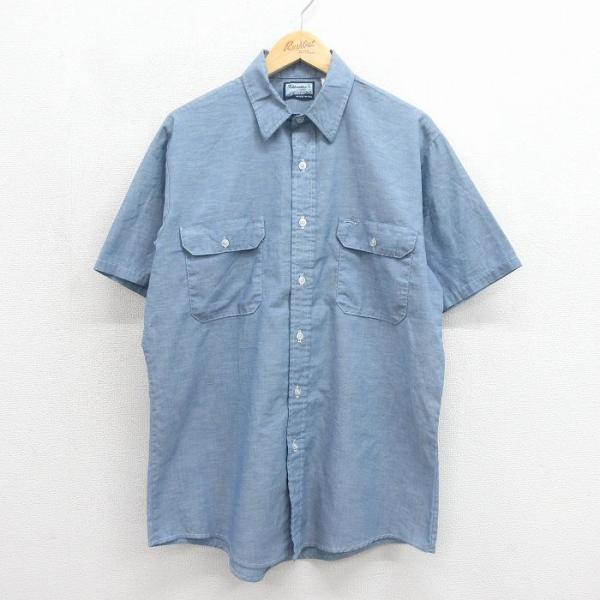 XL/古着 半袖 シャンブレー シャツ メンズ 80年代 80s USA製 ライト
