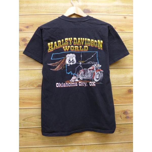 M/古着 ハーレーダビッドソン Harley Davidson Tシャツ 炎 黒 ブラック 