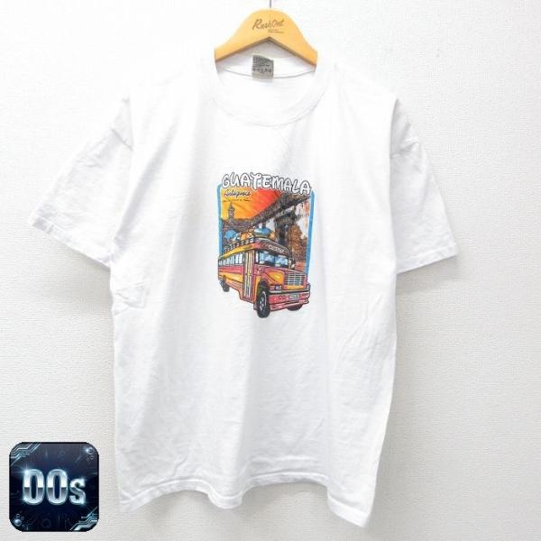 XL/古着 半袖 ビンテージ Tシャツ メンズ 00s バス グアテマラ コットン クルーネック 白 ホワイト 25jun13 中古