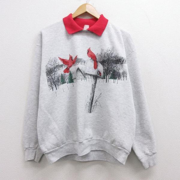 古着 ビンテージ 80s USA 鳥 森 可愛い トレーナー スウェット