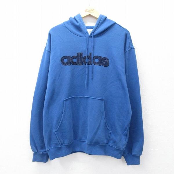 00s adidas センターロゴ プルオーバー スウェット フーディ XL adidas XL/古着 アディダス 長袖 スウェット パーカー メンズ