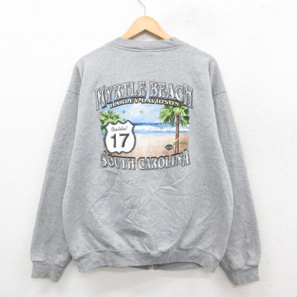 Harley Davidson L/古着 ハーレーダビッドソン 長袖 フルジップ