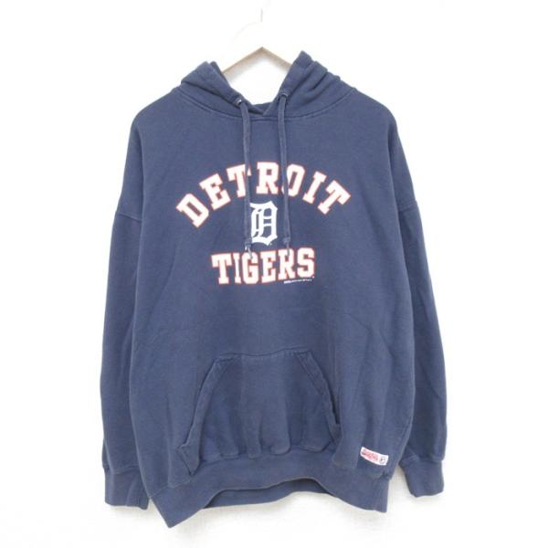 XL/古着 長袖 スウェット パーカー メンズ MLB デトロイトタイガース
