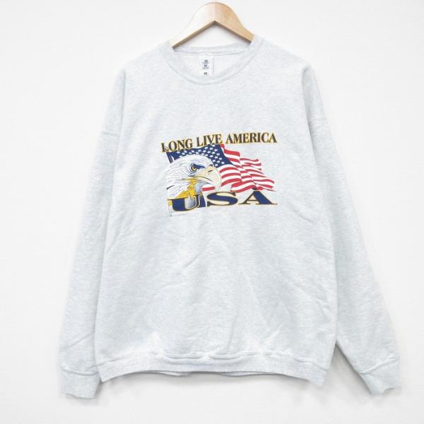 XL/古着 長袖 スウェット メンズ 00s USAロゴ 大きいサイズ クルー