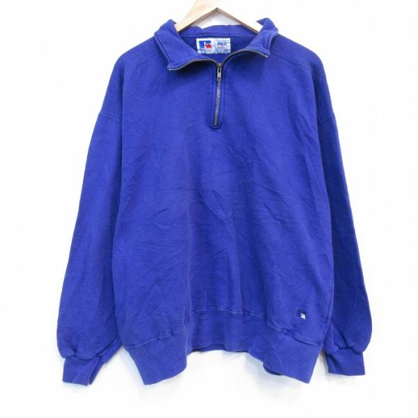 XL/古着 ラッセル 長袖 ハーフジップ スウェット メンズ 90年代 90s
