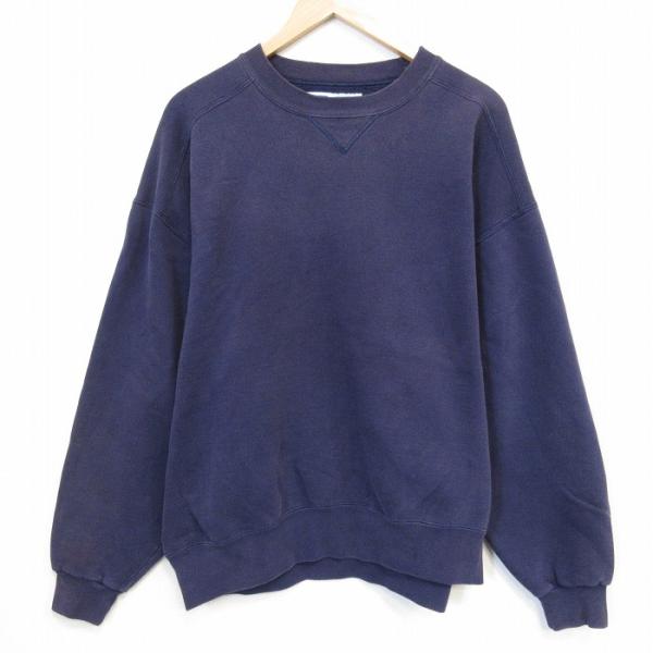 XL/古着 ラッセル 長袖 スウェット メンズ 90年代 90s ワンポイントロゴ  大きいサイズ クルーネック USA製 紺【spe】 26may26 XL/古着 ラッセル 長袖 スウェット メンズ 90年代 90s ワンポイント