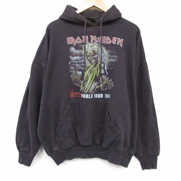 XL/古着 長袖 ロック バンド スウェット パーカー メンズ アイアンメイデン 大きいサイズ ブラック 26jun26 XL/古着 長袖 ロック バンド スウェット パーカー メンズ アイアン