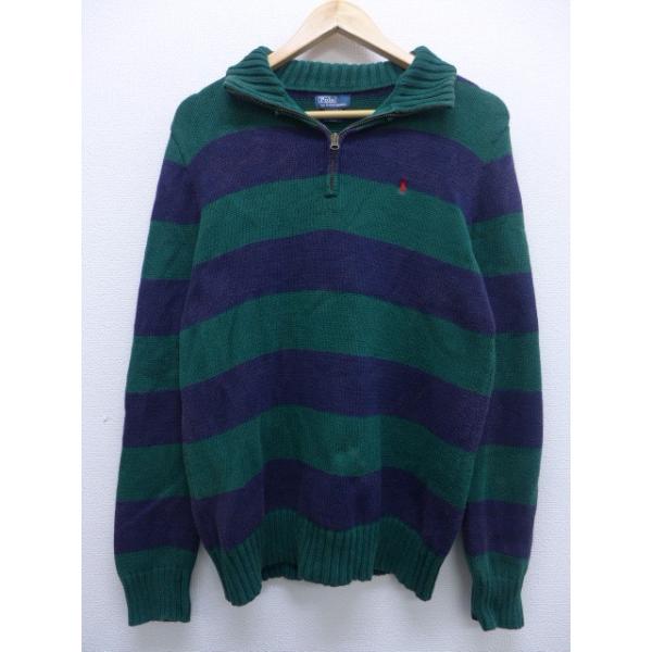 ラルフローレン 90s ワンポイントロゴ 緑 セーター ウール グリーン